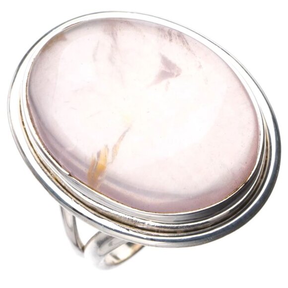 Rose Quartz 925 Sterling Silver Ring - Size 8 - Picture 3 of 6